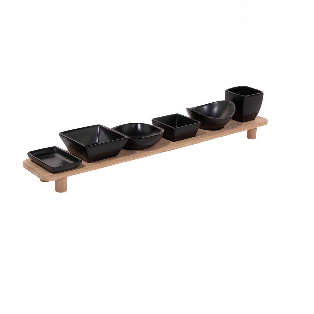 SERVIER-SET für Snacks Schwarz 50,6/9,4/7,7 cm - Schwarz, Keramik (50.6/9.4/7.7cm) - Excellent Houseware