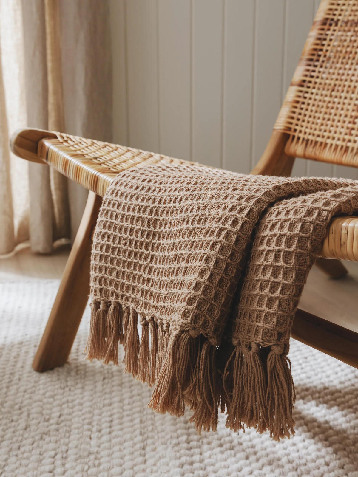 BAUMWOLLDECKE Amalia Hellbraun 125x150 cm - Hellbraun, Textil (125/150cm) - benuta Pure