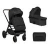 KINDERWAGEN Tiffany 2 in 1 black Babywanne, Sportsitz, Wickeltasche, PU-Räder - Schwarz, Metall (81/59/102cm) - Kikka boo