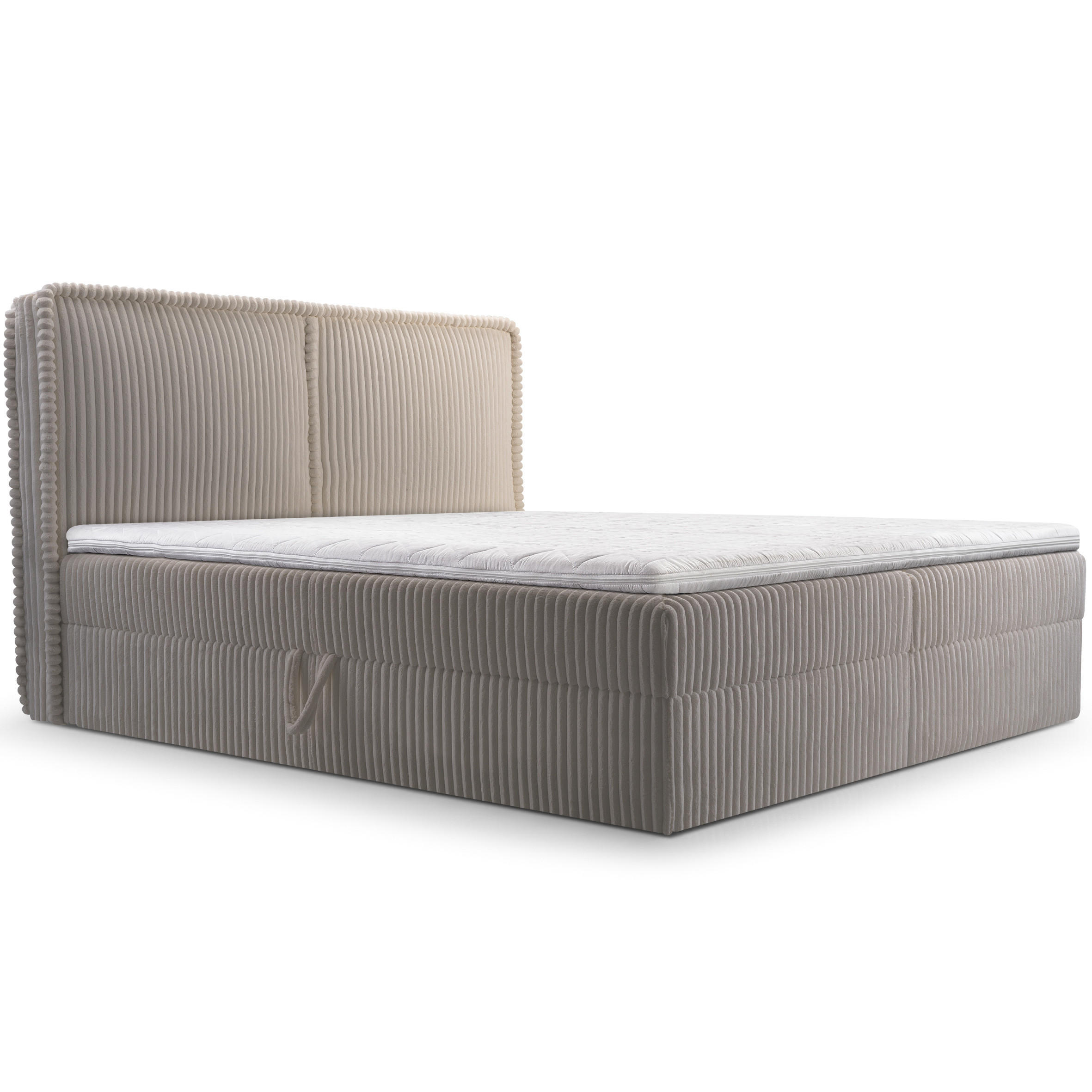 BOXBETT 04 140 x 200 cm - Ambience – Modernes Polsterbett mit Bettkasten, Topper und gepolstertem Kopfteil, Stoffbezug, Stauraumbett - Braun, Holz (140/200cm) - ROYAL24_MARKT