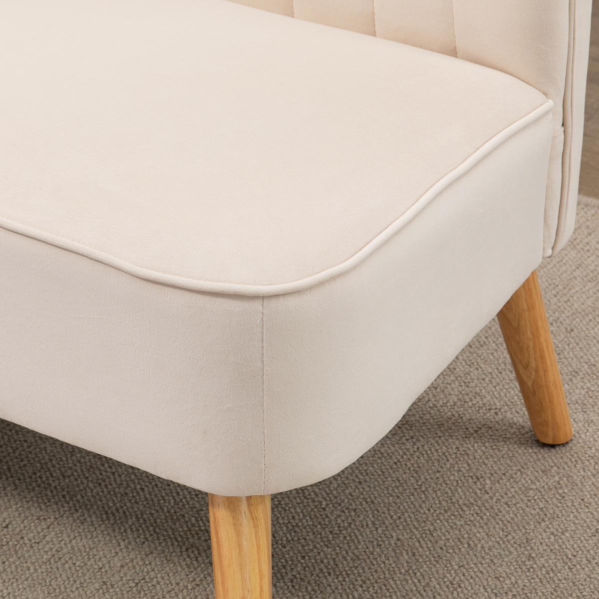 2-SITZER-SOFA DE-06576 Holzbeine Cremeweiß - Creme, Holz/Textil (117/77/56.5cm) - ComfortXL