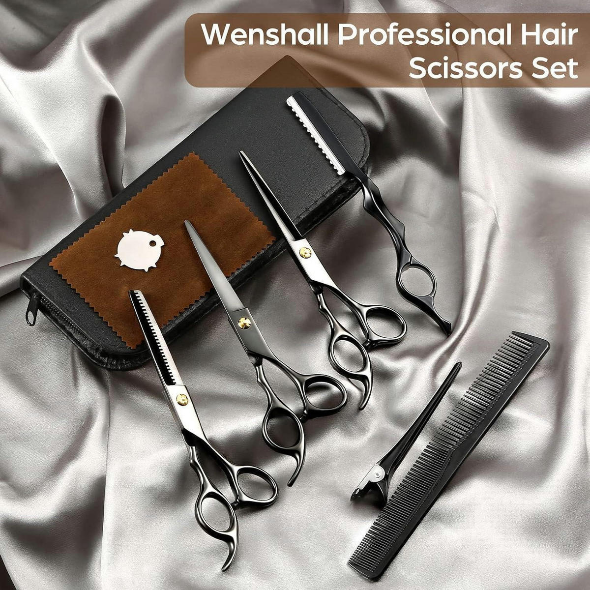 FRISEURSCHEREN Set 8-teilig Schwarz - Schwarz, Metall (8/1.5/17.5cm)