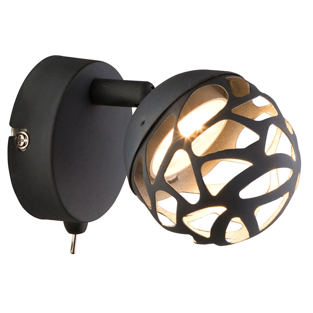 LED WANDLEUCHTE Ohio Grau - Grau, Metall (8/12/14cm) - Globo Lighting