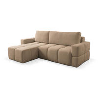 ECKSOFA LUSSO mit Schlaffunktion und Bettkasten, Farbe: Braun, Bouclé-Stoff, Ottomane Universal - Braun, Textil (255/165cm)
