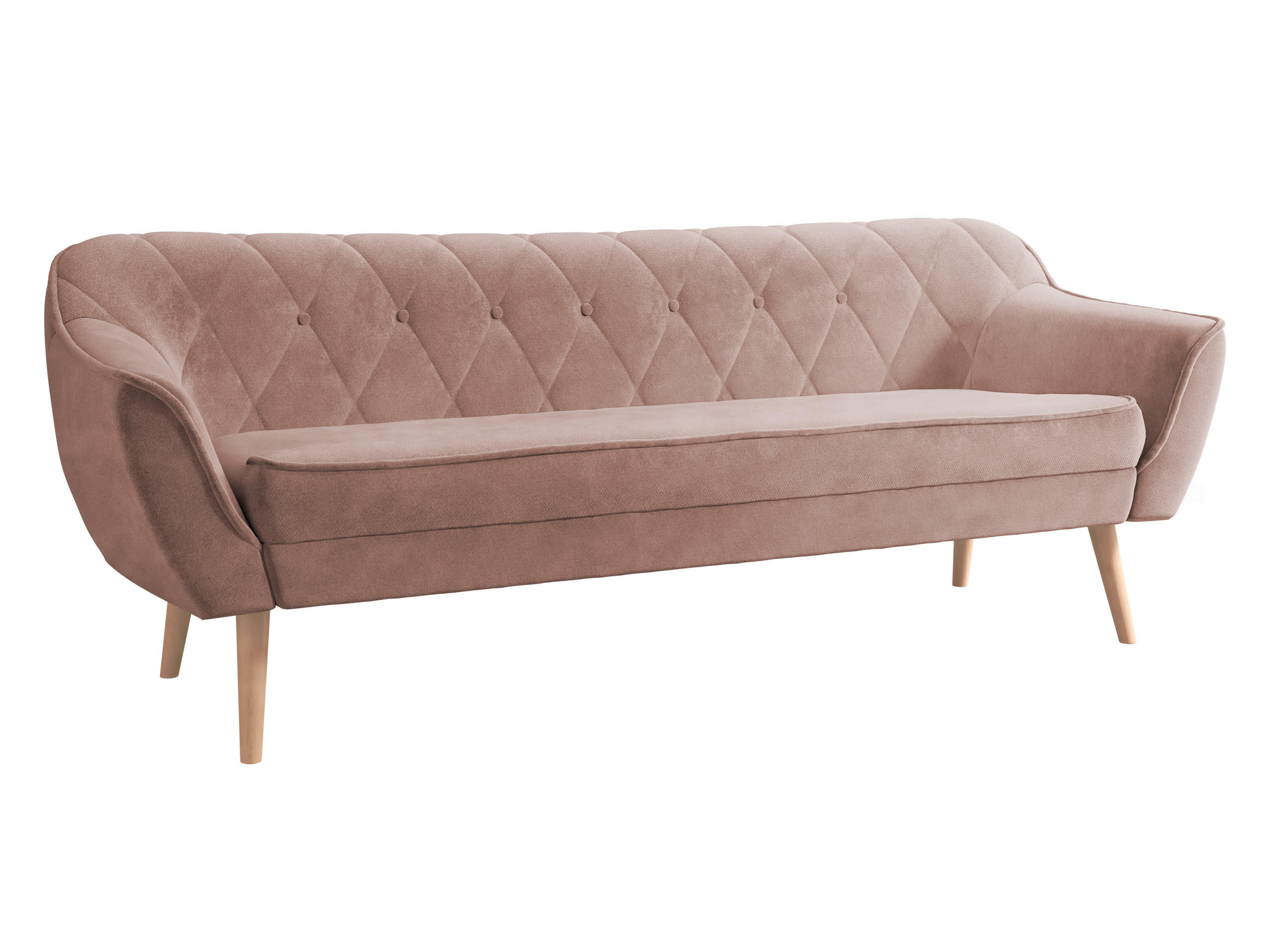 SOFA Skand 3 - Naturfarben/Rosa, Holz/Textil (180/75/74cm) - MIRJAN24