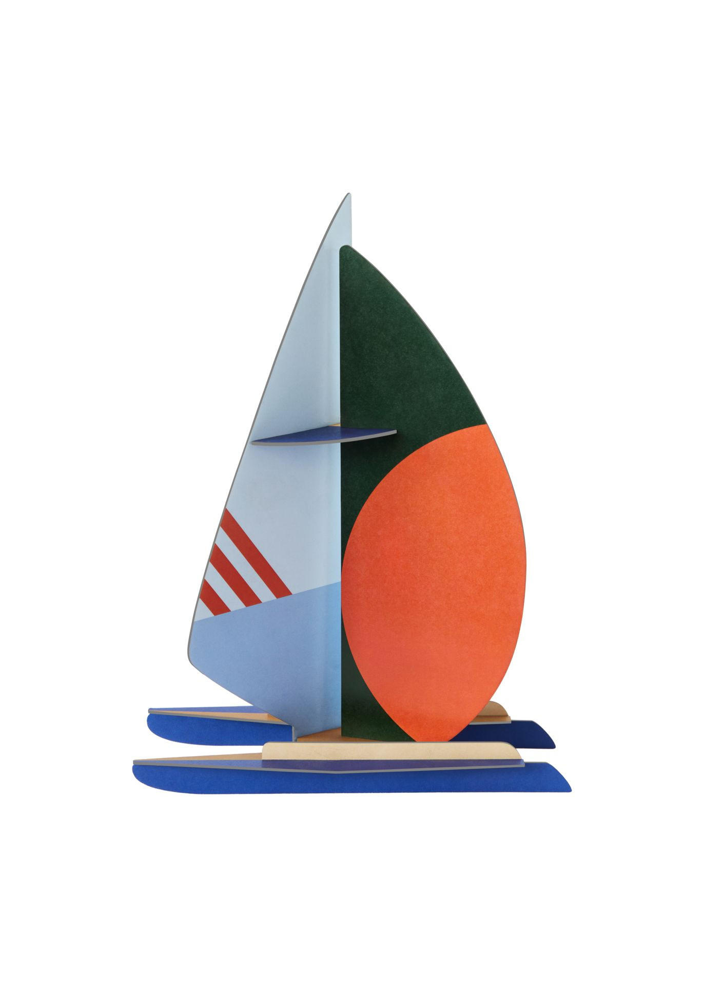 DEKOFIGUR Abstraktes Segelboot 9/31 cm - Multicolor, Wellpappe (9/31/23cm) - KUNSTLOFT