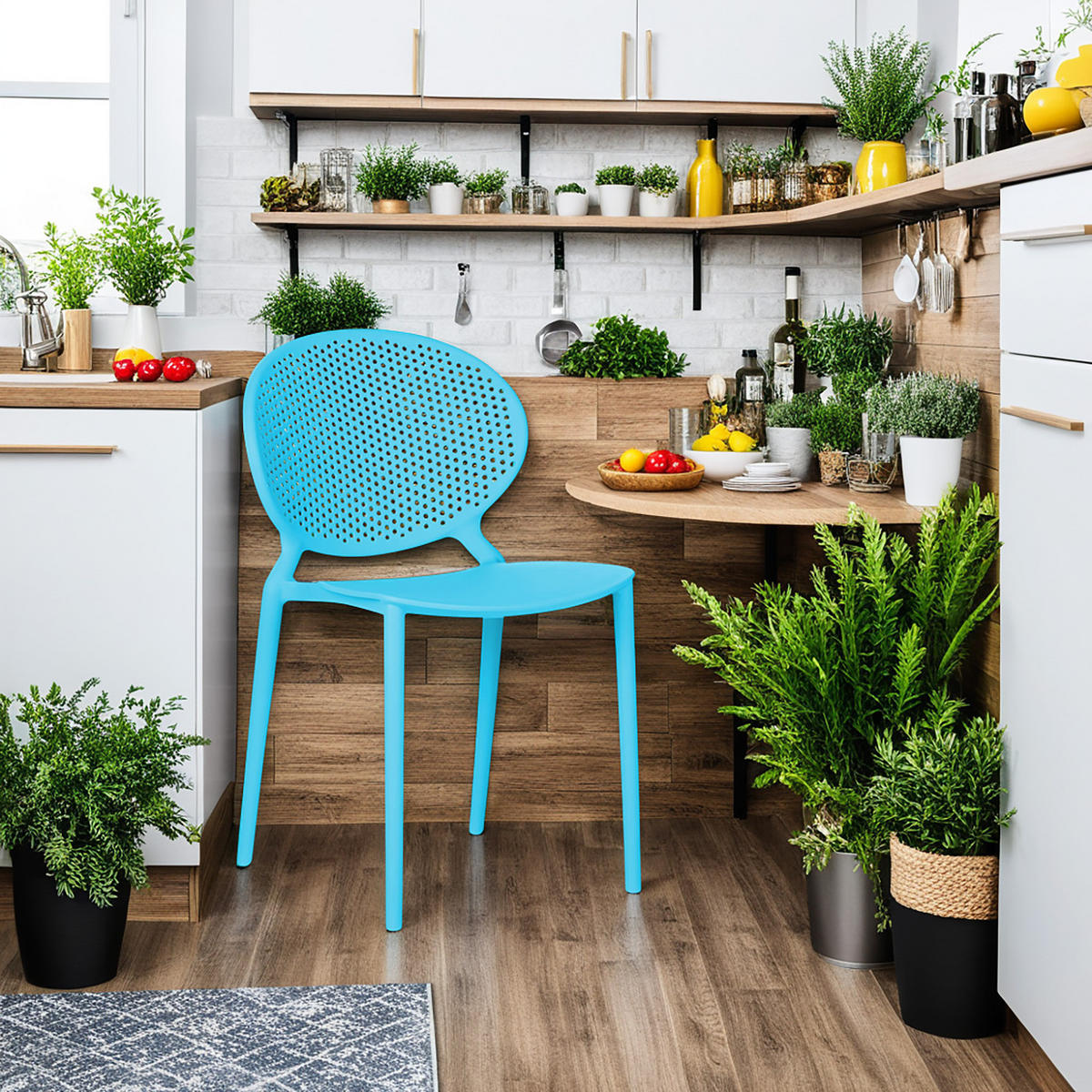 GARTENSTUHL 4er-Set Kunststoff Blau - Blau, Kunststoff (41/77/48cm) - Homestyle4u