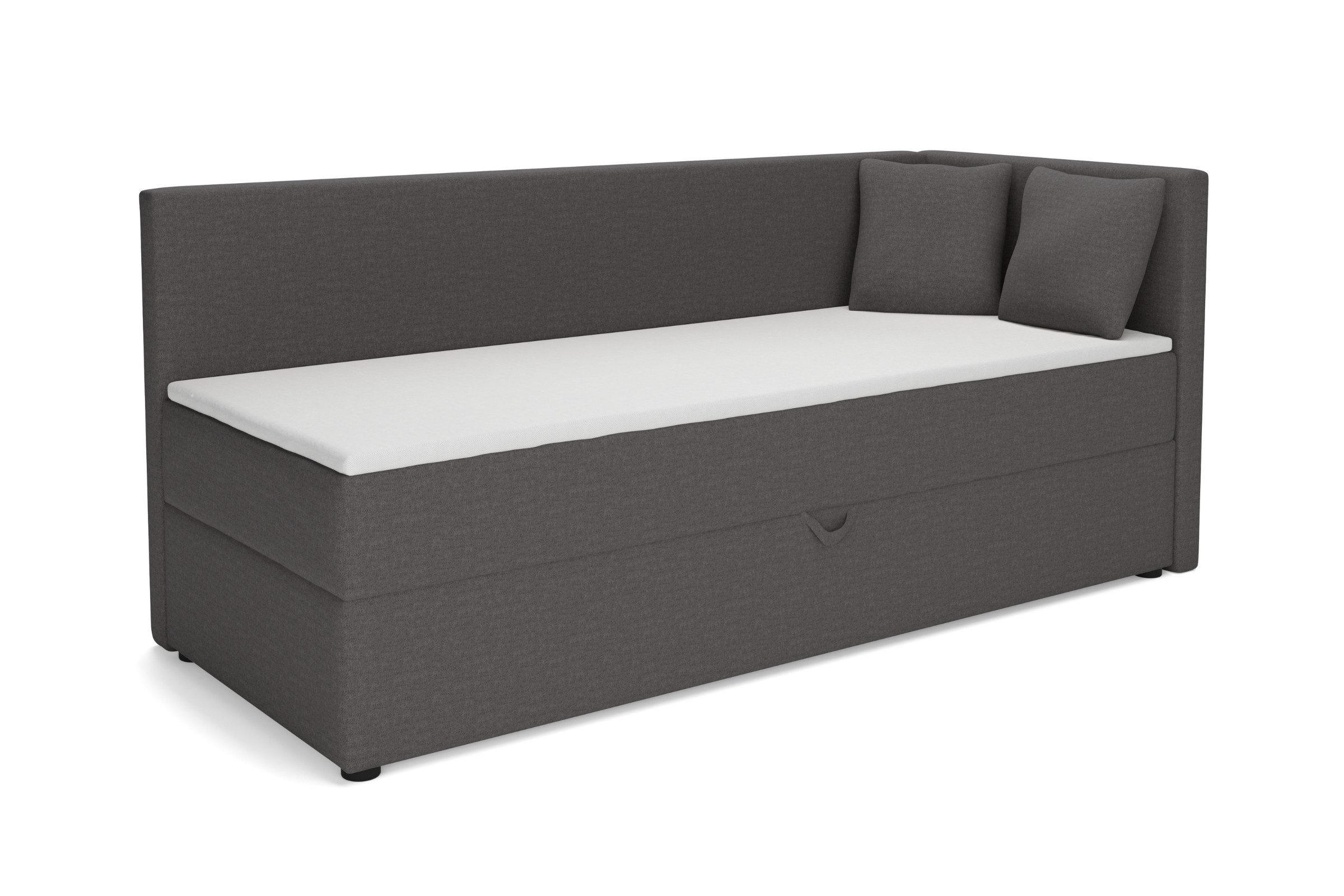 BOXBETT NEVY 100/200 in Stoff Anthrazit H3 rechts - Anthrazit, Holz/Holzwerkstoff (100/200cm) - Deine Möbel 24