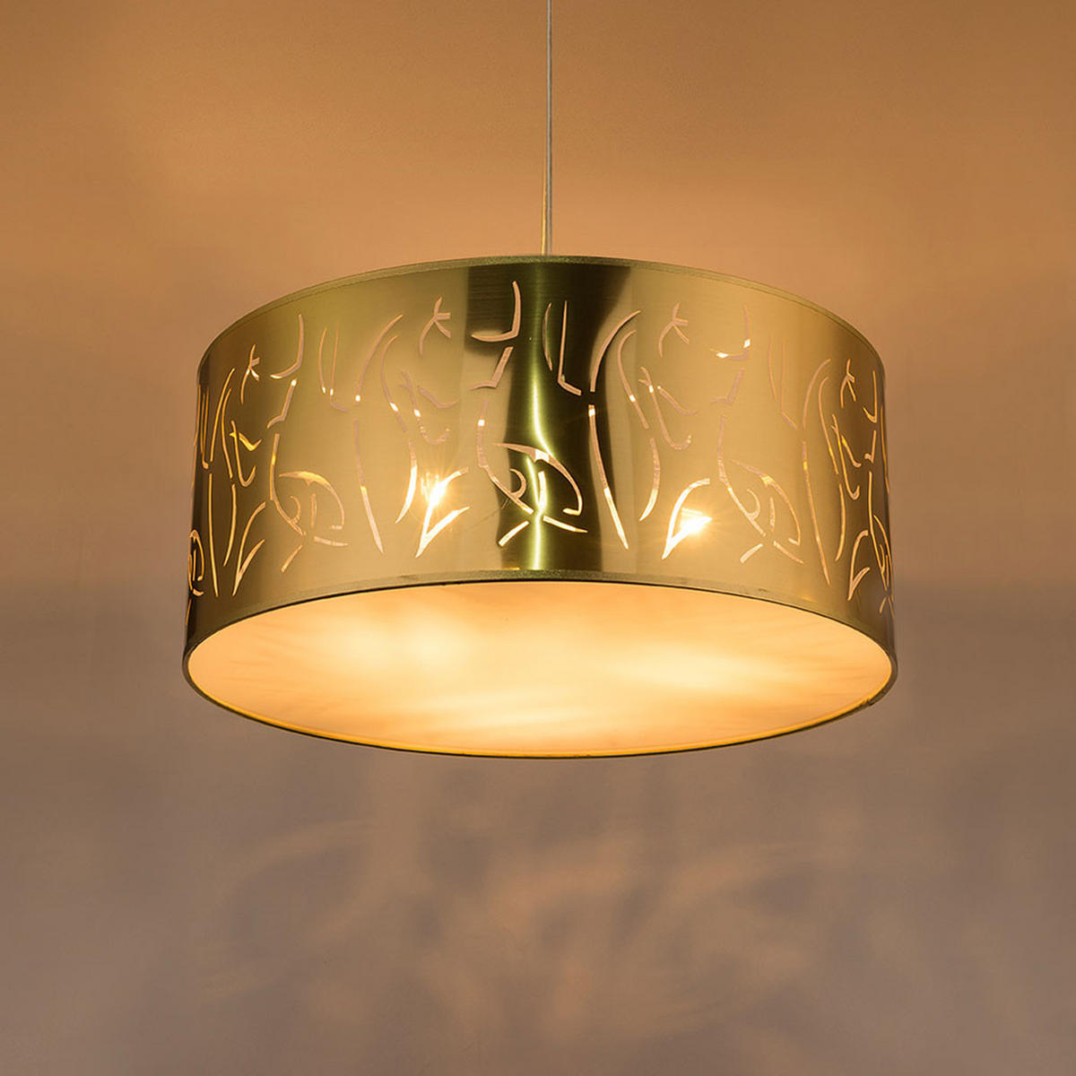 HÄNGELEUCHTE TAXOS Gold Matt - Goldfarben, Kunststoff (53/53/140cm) - Globo Lighting