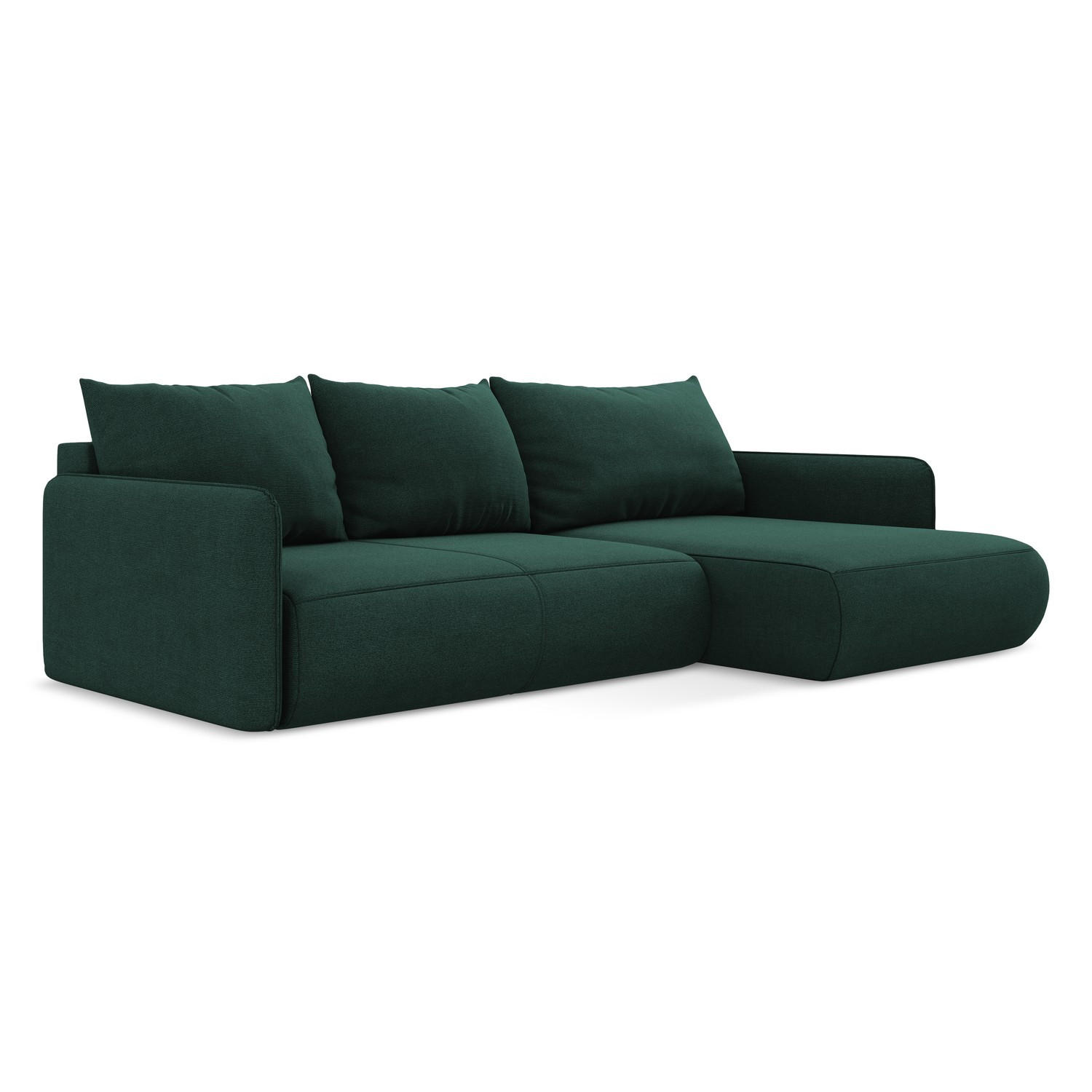ECKSOFA mit Schlaffunktion Strukturstoff Stoff Grün - Dunkelgrün/Schwarz, Kunststoff/Textil (240/148cm) - LaMiaSofa
