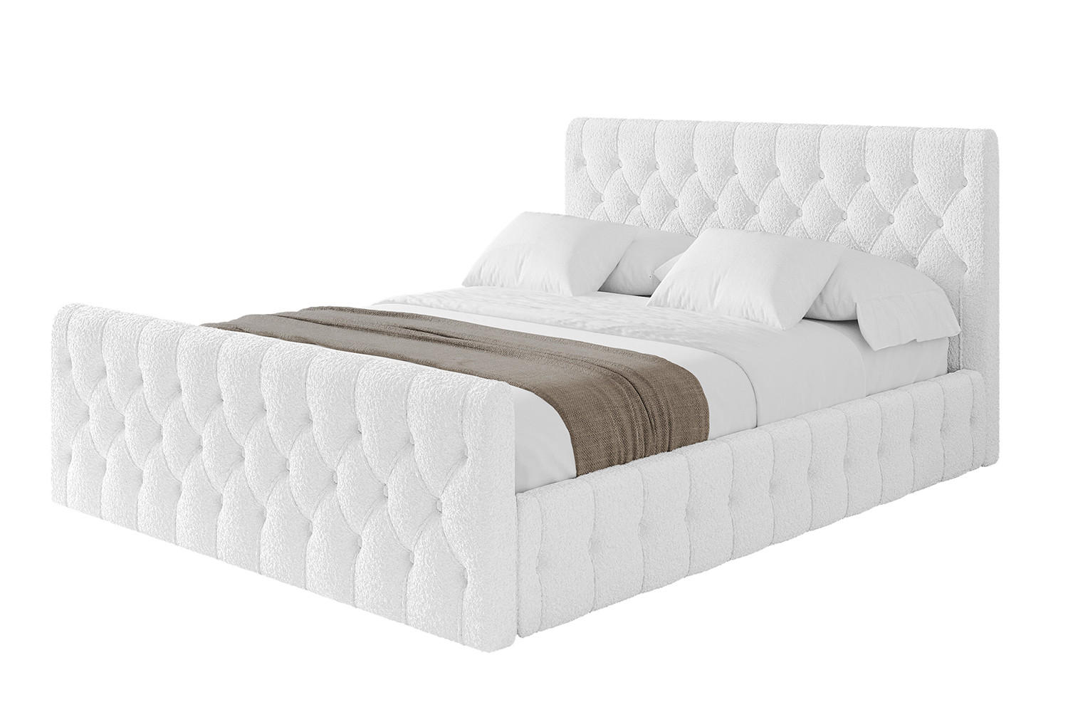 POLSTERBETT mit Bettkasten, Fußteil und Lattenrost, Boxbett ohne Matratze - LARO-Z 180x200 Weiß - Weiß, Holzwerkstoff/Textil (180/200cm) - ALTDECOR