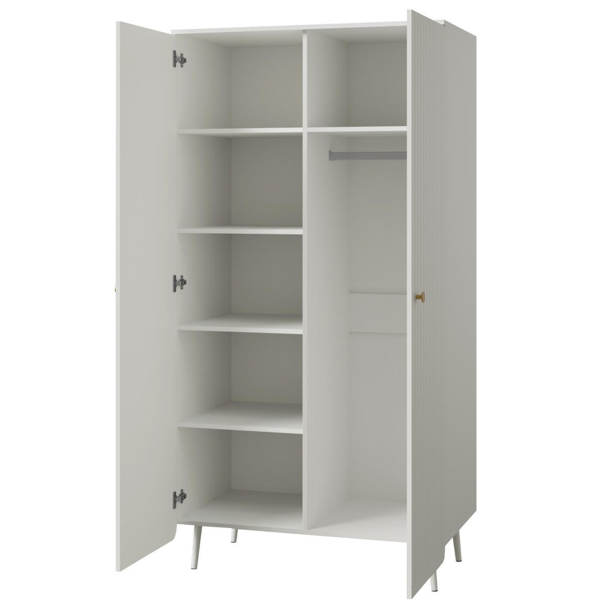 DREHTÜRENSCHRANK Chloe 2D 100 Weiß (schwarzer oder goldener Griff) - Schwarz/Weiß, Holzwerkstoff/Kunststoff (100/200/60cm) - mzm24