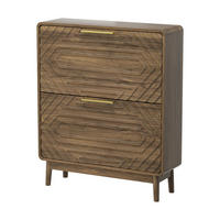 SCHUHSCHRANK Mid-Century Schuhkipper 2 Klappfächer Freistehend - Walnussfarben, Holzwerkstoff (80/95/24cm) - Urban Meuble