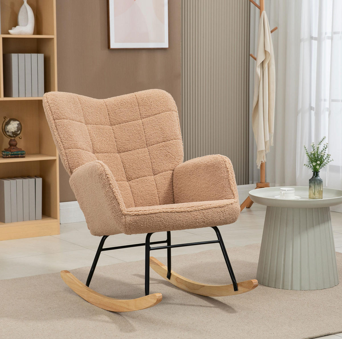 SCHAUKELSTUHL 98/71/101 cm braun aus Polyester mit Schaukelfunktion - Braun, Textil (98/101/71cm) - OKWISH