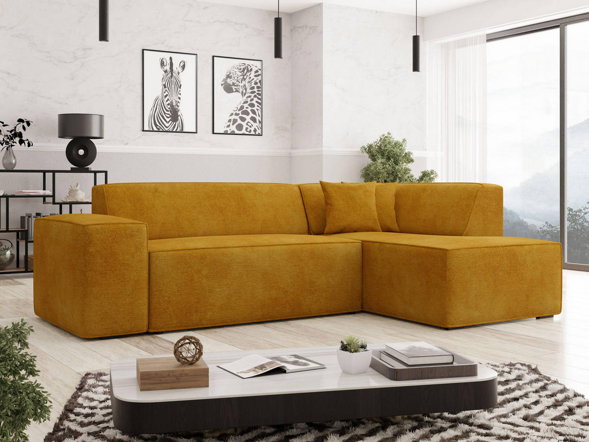 ECKSOFA Lordin, Seite: Rechts - Currygelb, Holz/Textil (267/205cm) - MIRJAN24
