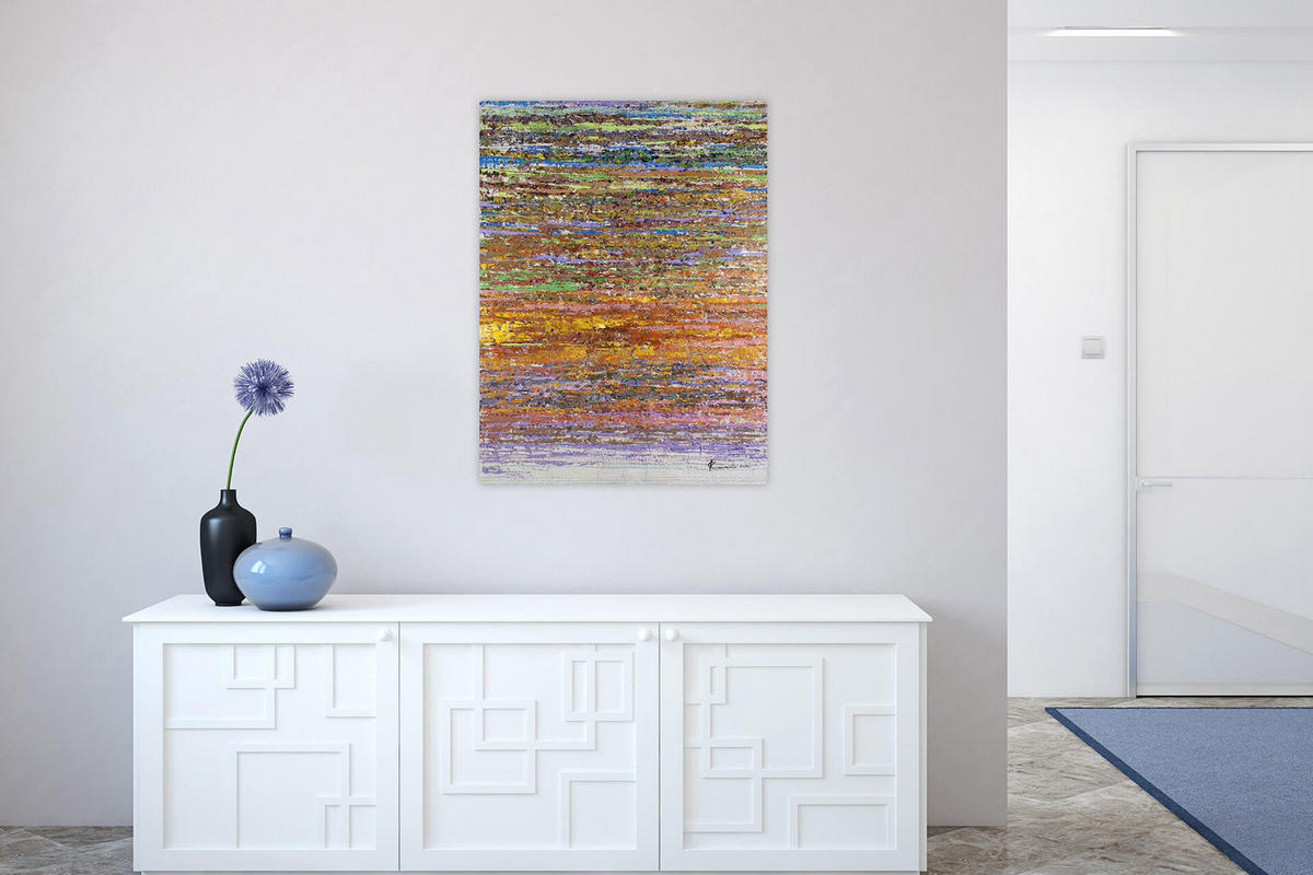 ÖLGEMÄLDE 75/100 cm - Blau/Gelb, Holz/Textil (75/100cm) - KUNSTLOFT