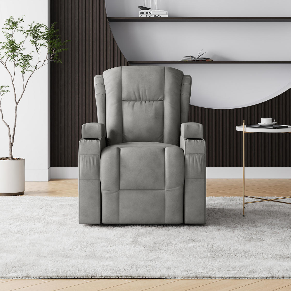 MASSAGESSESSEL GRAU HEIZUNG VIBRATION - Grau, Metall (102/105/93cm) - SHOPENTRA
