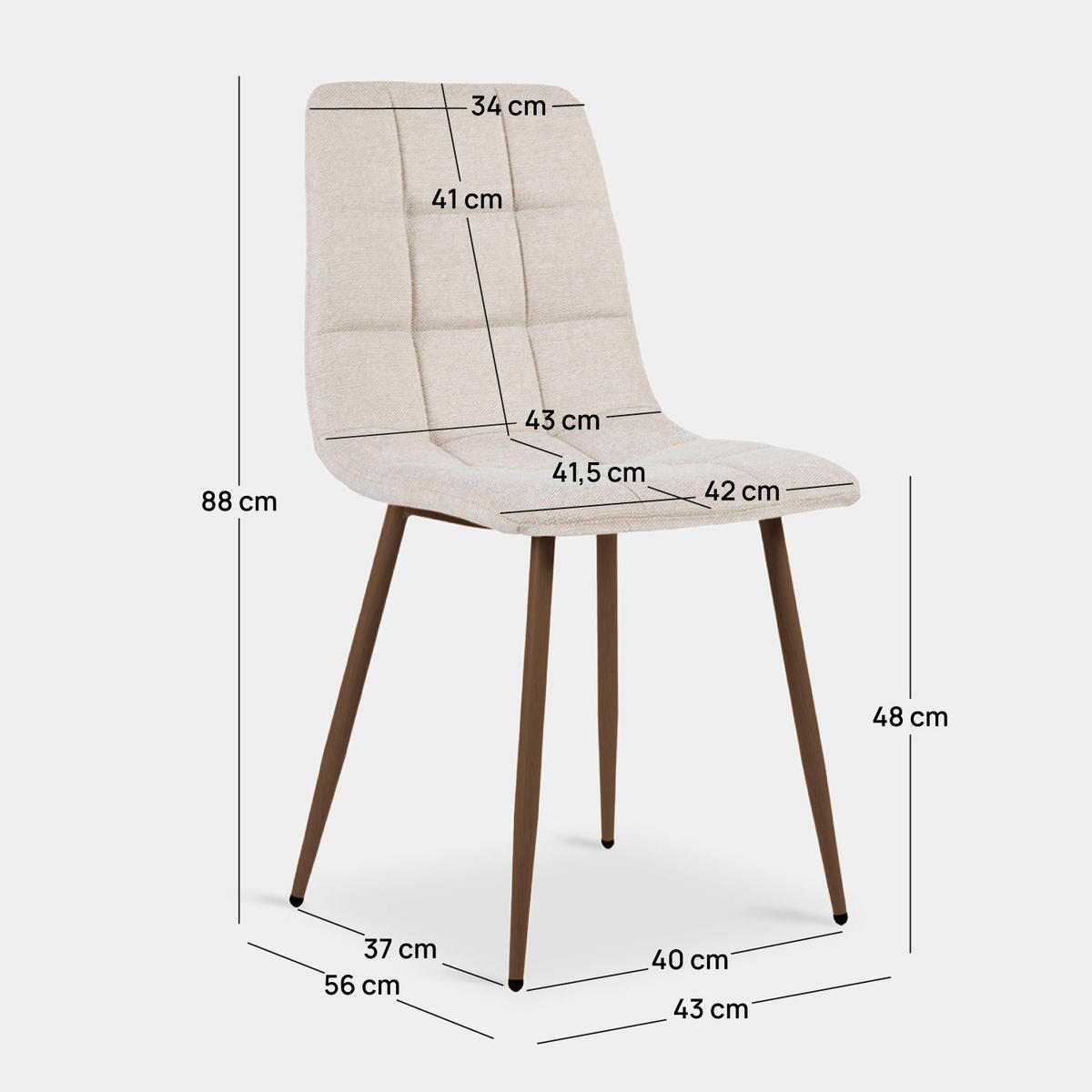 ESSZIMMERSTUHL Ailan Beige 43 cm x 88 cm 4er-Set - Beige, Textil (43/88/56cm) - Klast Home