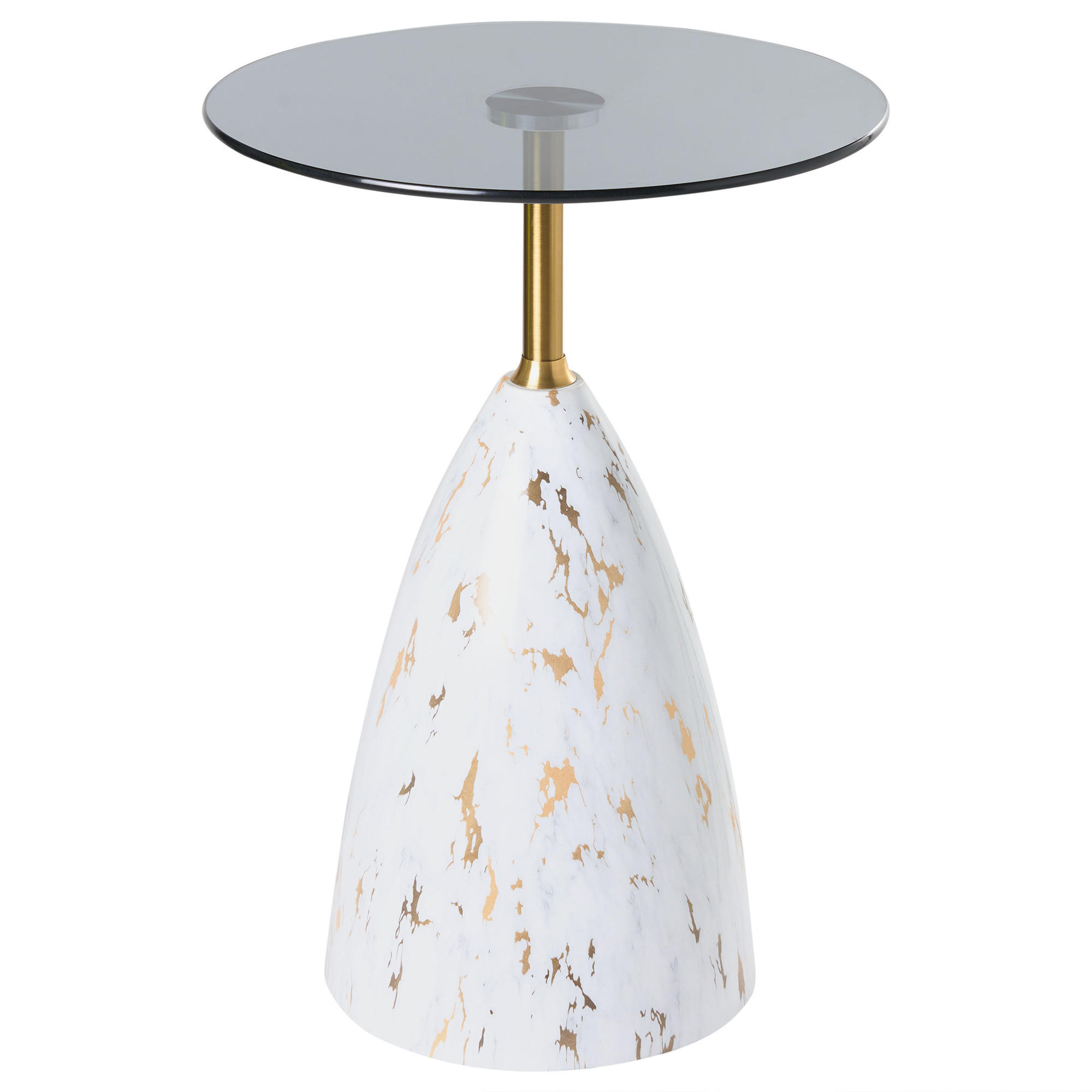 BEISTELLTISCH Sicherheitsglas Weißer Marmor Wabby - Weiß, Metall (40/40/56cm) - Beliani