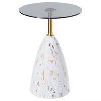 BEISTELLTISCH Sicherheitsglas Weißer Marmor Wabby - Weiß, Metall (40/40/56cm) - Beliani