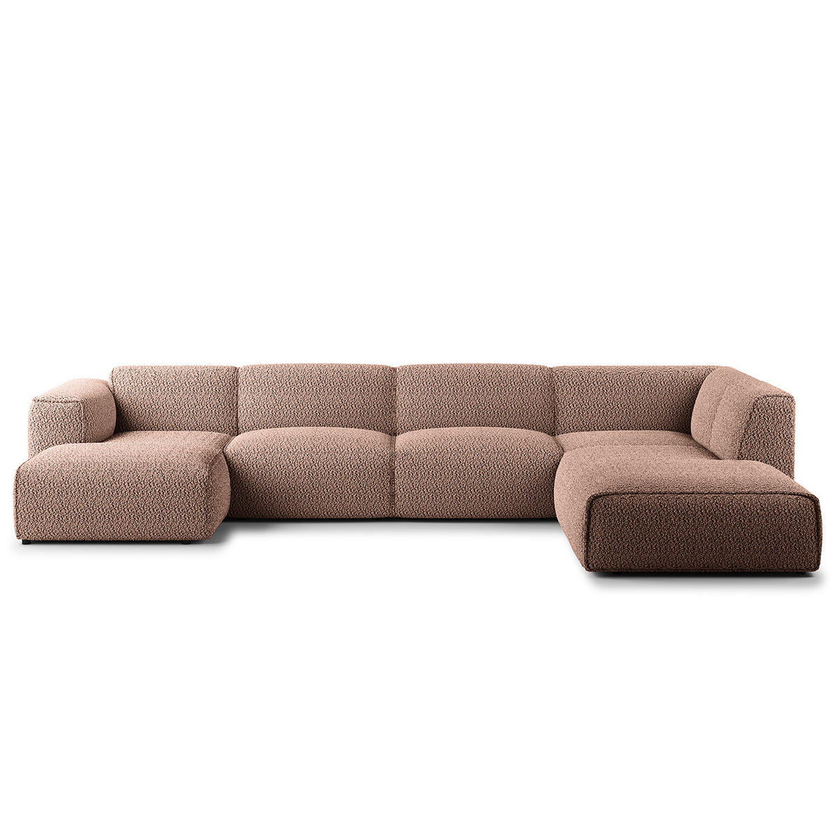 WOHNLANDSCHAFT mit Longchair - Mauve/Schwarz, Kunststoff/Textil (325/71/235cm) - home24