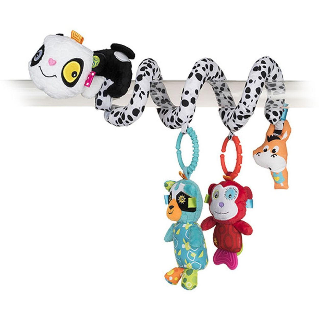 STOFFSPIELZEUG Activity-Spirale Panda 88714 bunt Beißring, 3 Anhänger, Plüschtiere, Rassel, Panda, Greifling, Plüsch - Multicolor, Textil (23/5/32cm) - Bali Bazoo