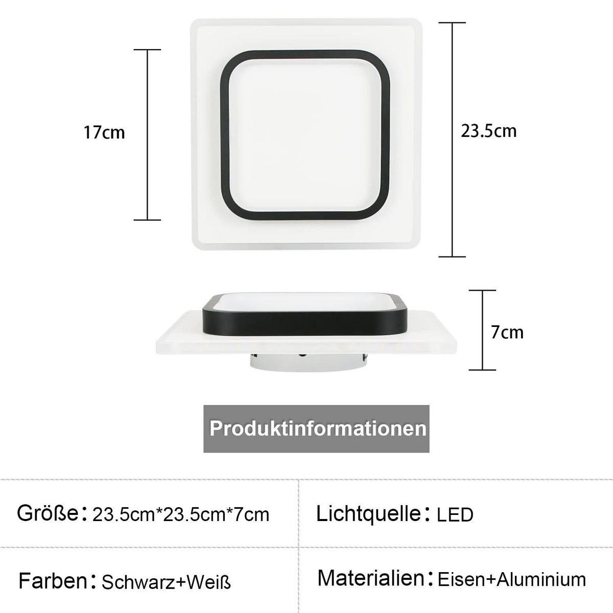 DECKENLEUCHTE Elarion 23.5/23.5/7 cm - Weiß, Metall (23.5/23.5/7cm) - ZMH