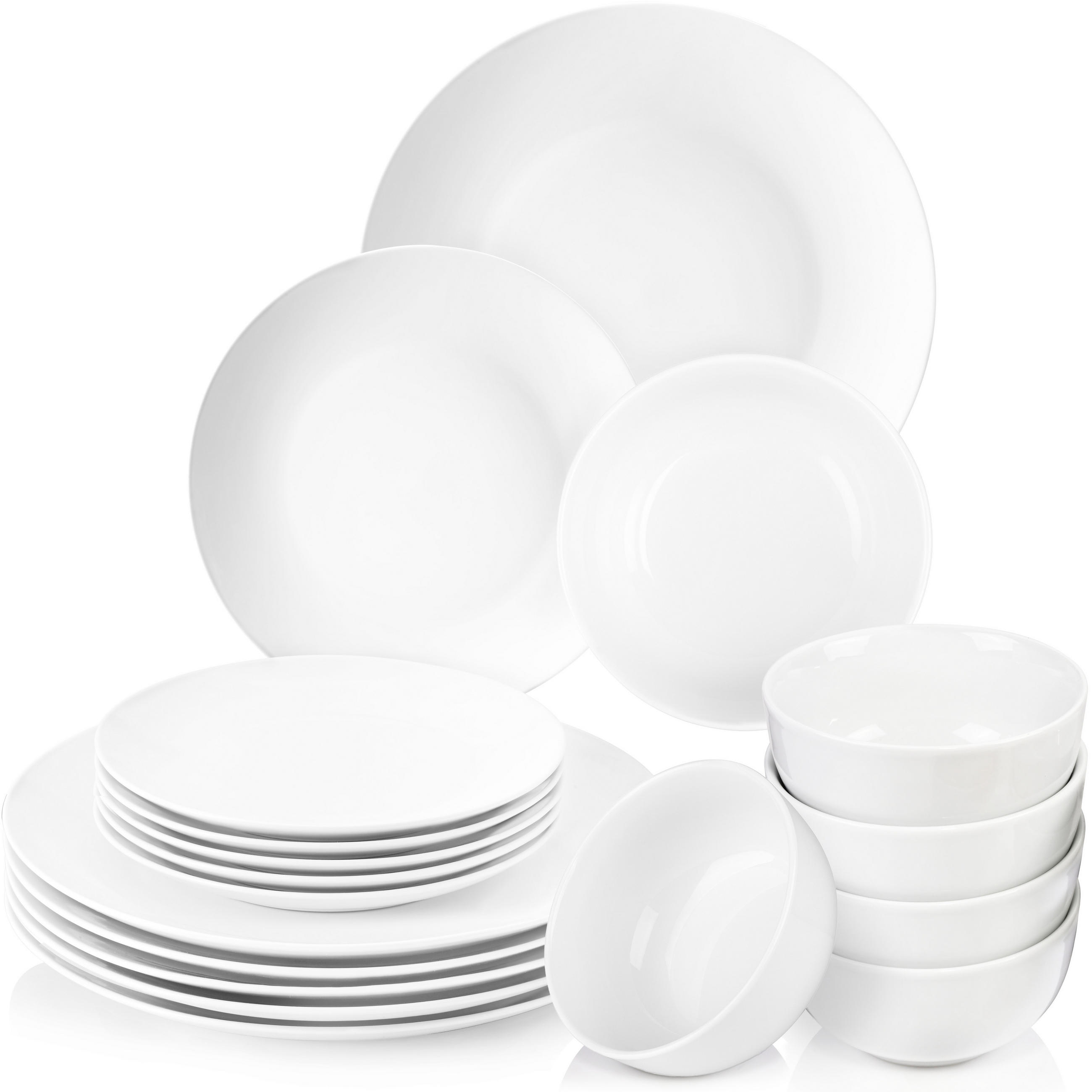 PORZELLAN Geschirrset New Port, Tafelservice 18 teilig für 6 Personen mit Müslischalen - Weiß, Keramik (33/33/34cm) - Sänger