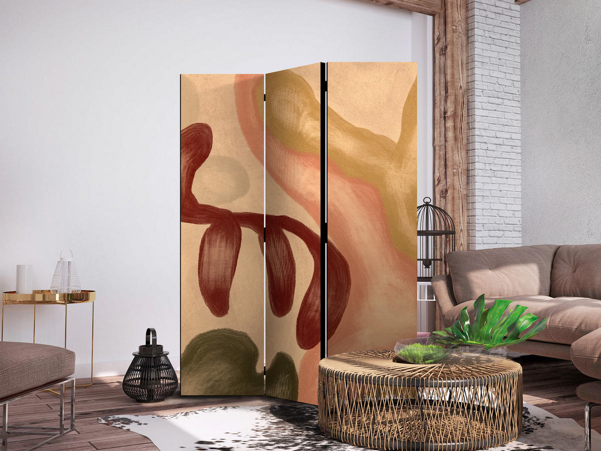 PARAVENT Akustik 3-tlg 135x172 cm irregul re geometrische Formen - Multicolor, Holz/Textil (135/172/3cm) - Muralo