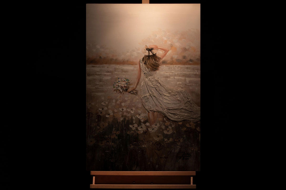 ACRYLBILD HANDGEMALT 60/90 cm - Beige, Holz/Textil (1.3/90cm) - KUNSTLOFT