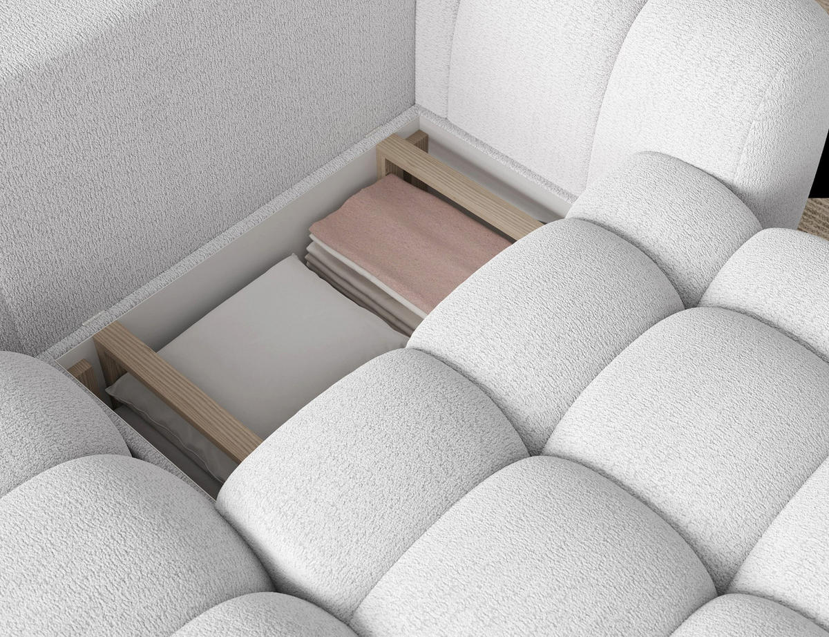 ECKSOFA COZION L-Form mit Schlaffunktion & Bettkasten – Modernes 3-Sitzer Sofa, HR-Kaltschaum, Wellenfederung, 267 × 165 cm - Schwarz/Weiß, Kunststoff (165/267cm) - Wohnideebilder