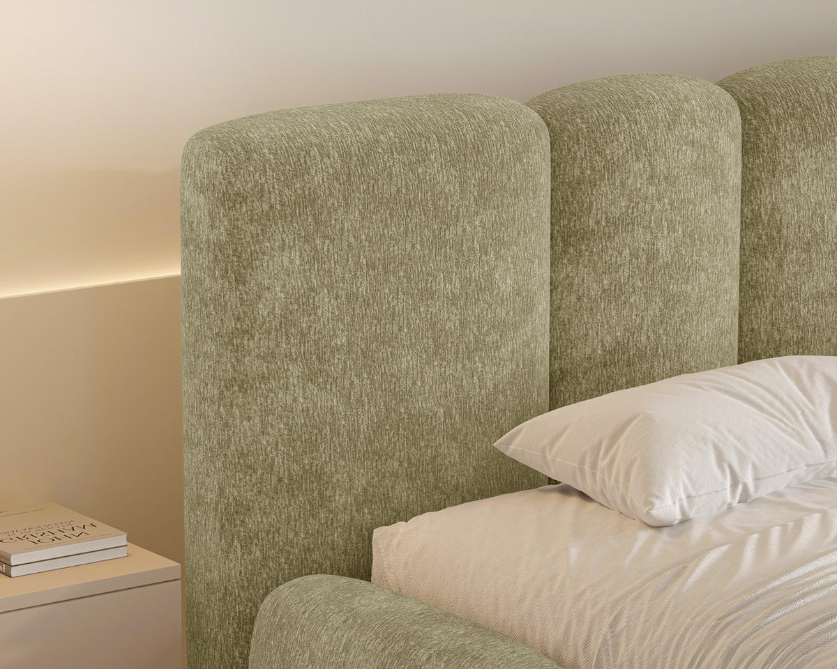 POLSTERBETT 26 - 180x200 cm – Amari – Bett mit Bettkasten und Gepolstertem Kopfteil - Olivgrün, Holz (180/200cm) - ROYAL24_MARKT
