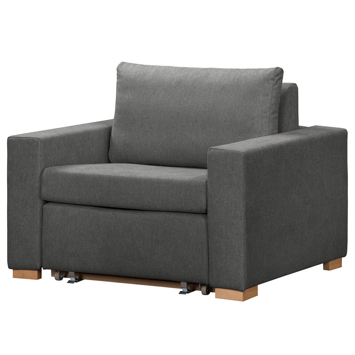 SCHLAFSESSEL - Graubraun/Buchefarben, Buchenholz/Textil (110/90/90cm) - home24