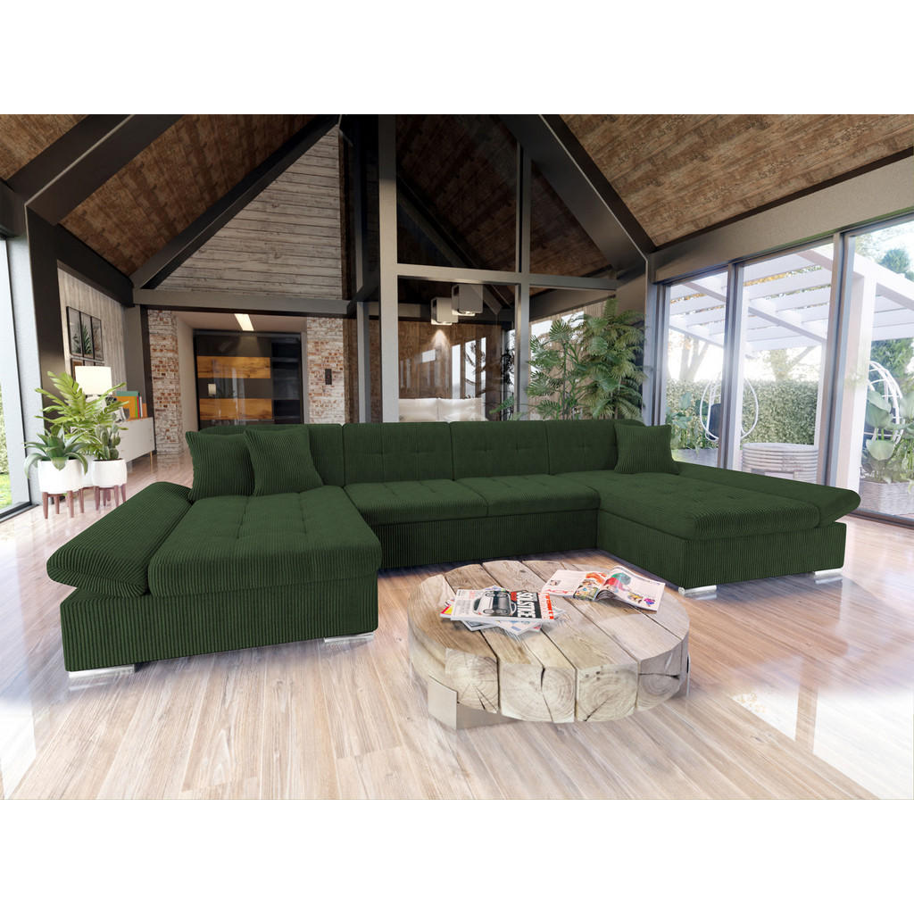 Thumbnail - Mirjan24 Wohnlandschaften, Dunkelgrün, Textil, 7-Sitzer, U-Form,Rechteckig, 360x75x160 cm, Wohnzimmer, Sofas & Couches, ...