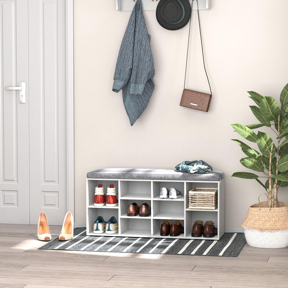 SCHUHBANK Weiß 1 Stück - Weiß, Kunststoff (30/48/104cm) - GiPP