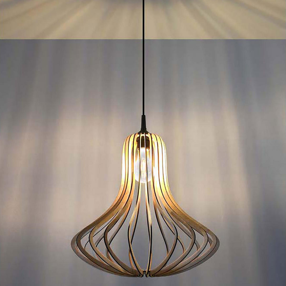 HÄNGELEUCHTE Holz Braun Lamellen - Braun, Holz (41/41/110cm)