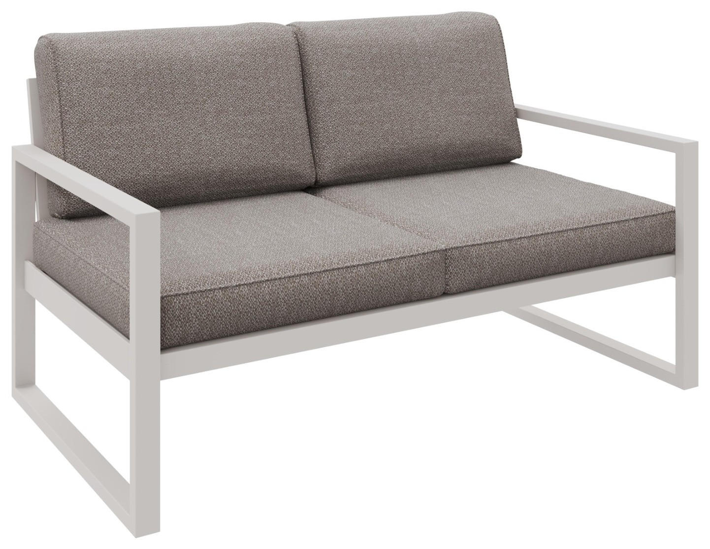 GARTENBANK Bellano Outdoor 2-Sitzer Polster-Loungebank, Stahlgestell Kaschmir, Dunkelbeige 76/146/80 cm - Beige, Textil (146/86/80cm) - WFL GROUP