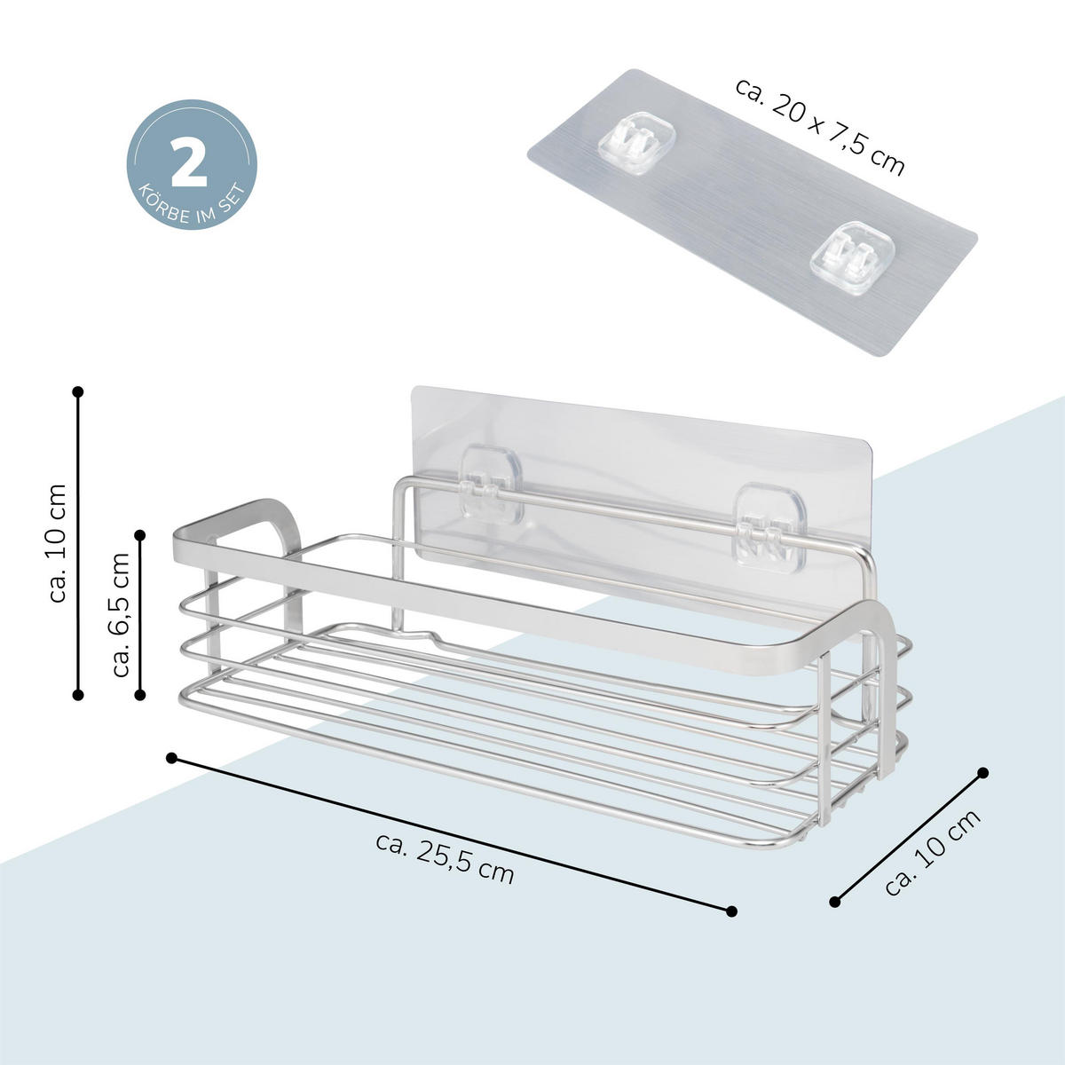 ABLAGEKORB 2er-Set, silber - Edelstahlfarben, Metall (25.5/6.5/10cm) - bremermann