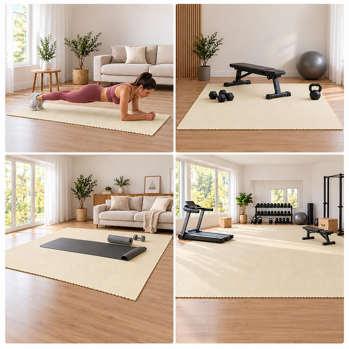 BODENSCHUTZMATTE Beige 18er-Set 30x30 cm - Beige, Textil (30/30cm) - Relaxdays