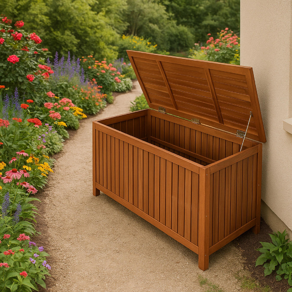 AUFLAGENBOX Ellesmere - 117x50x58,5cm, Akazie geölt - Braun, Holz (117/50/58.5cm) - TPFGarden