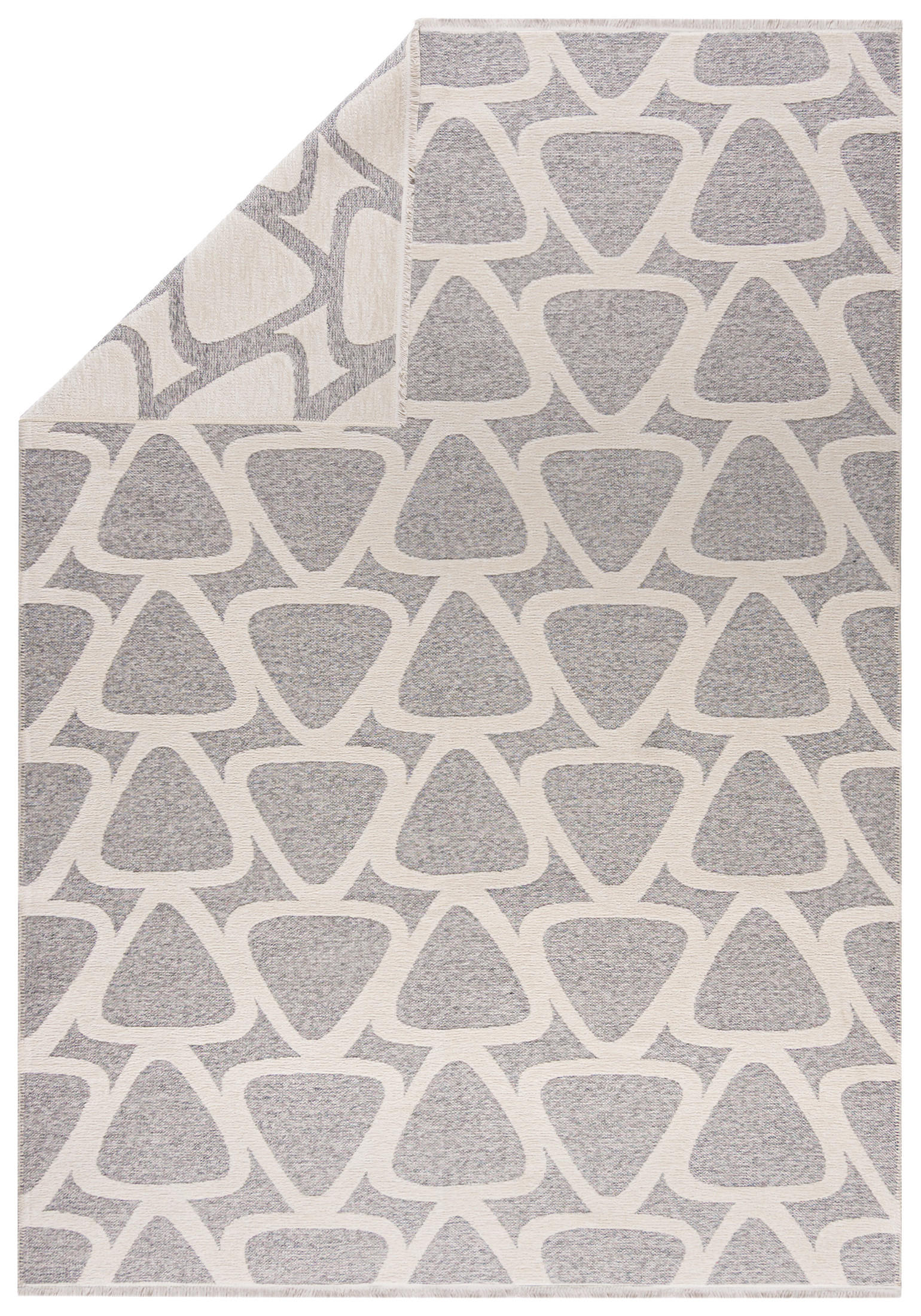 TEPPICH Zweiseitiger Beige Modern Geometrisch - Kurzflor Rechteckig Weich - Graphit Creme Grau - 80 x 200 cm - Beige/Creme, Textil (80/200cm) - Mazovia