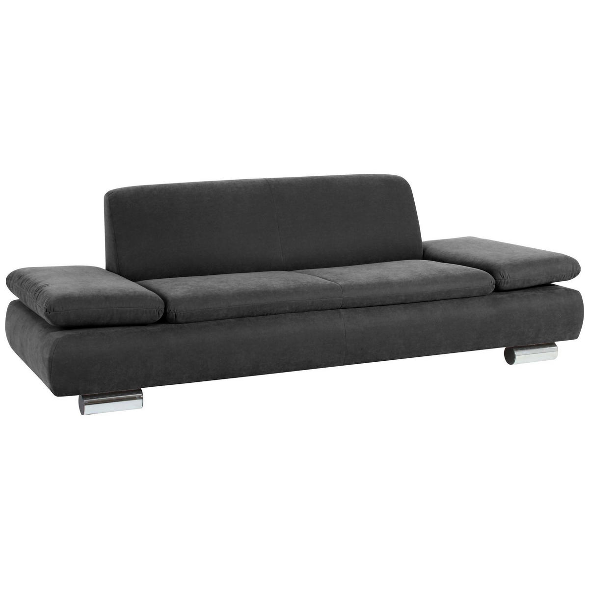SOFA 2,5-Sitzer Kaye Bezug Veloursstoff Metallfuß verchromt / anthrazit - Anthrazit, Kunststoff (221/76/90cm) - 58aufmkessel