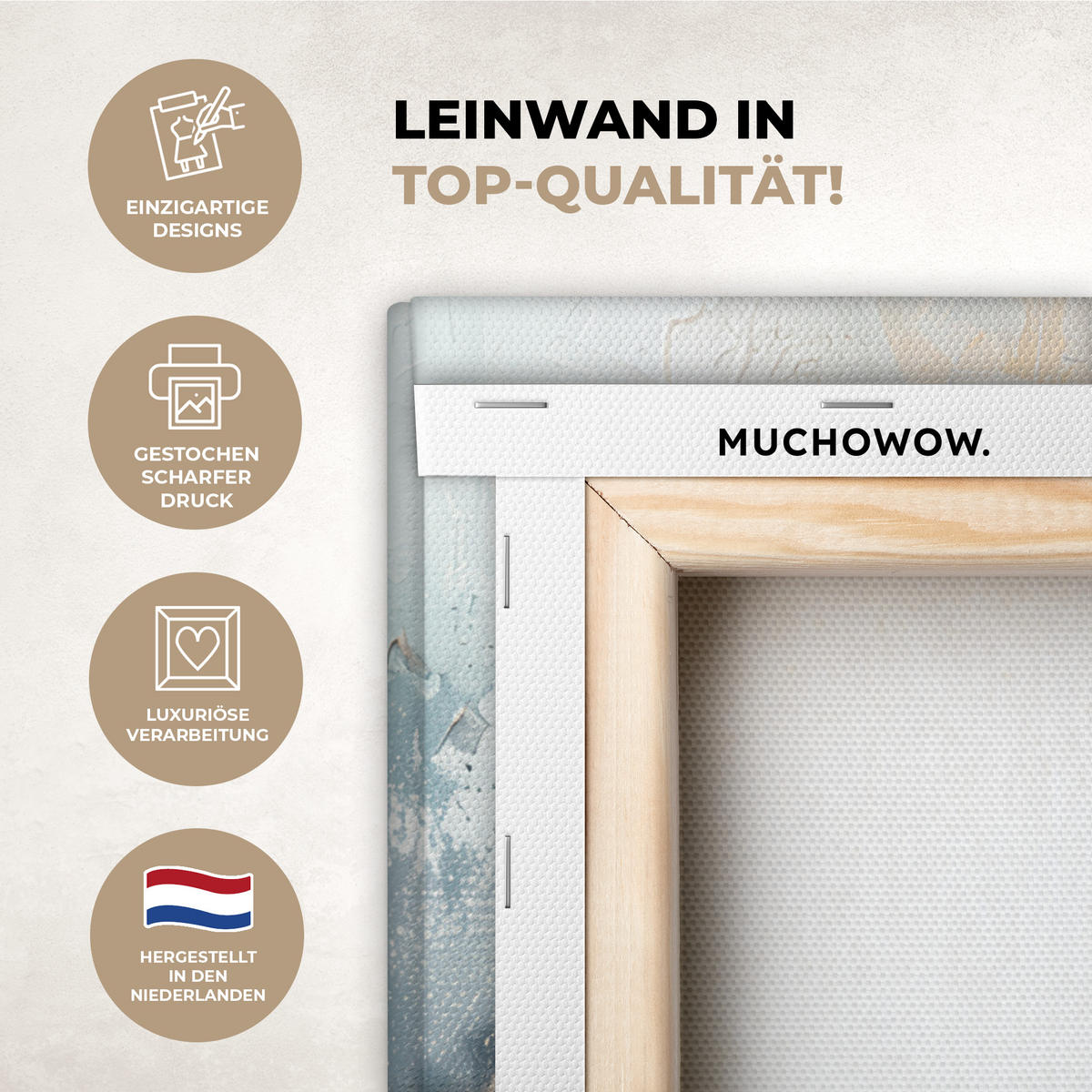 LEINWANDBILD Abstrakt - Kunst - Gold - Blau Room Decor 30x40 cm - Petrol, Textil (30/40cm) - MuchoWow