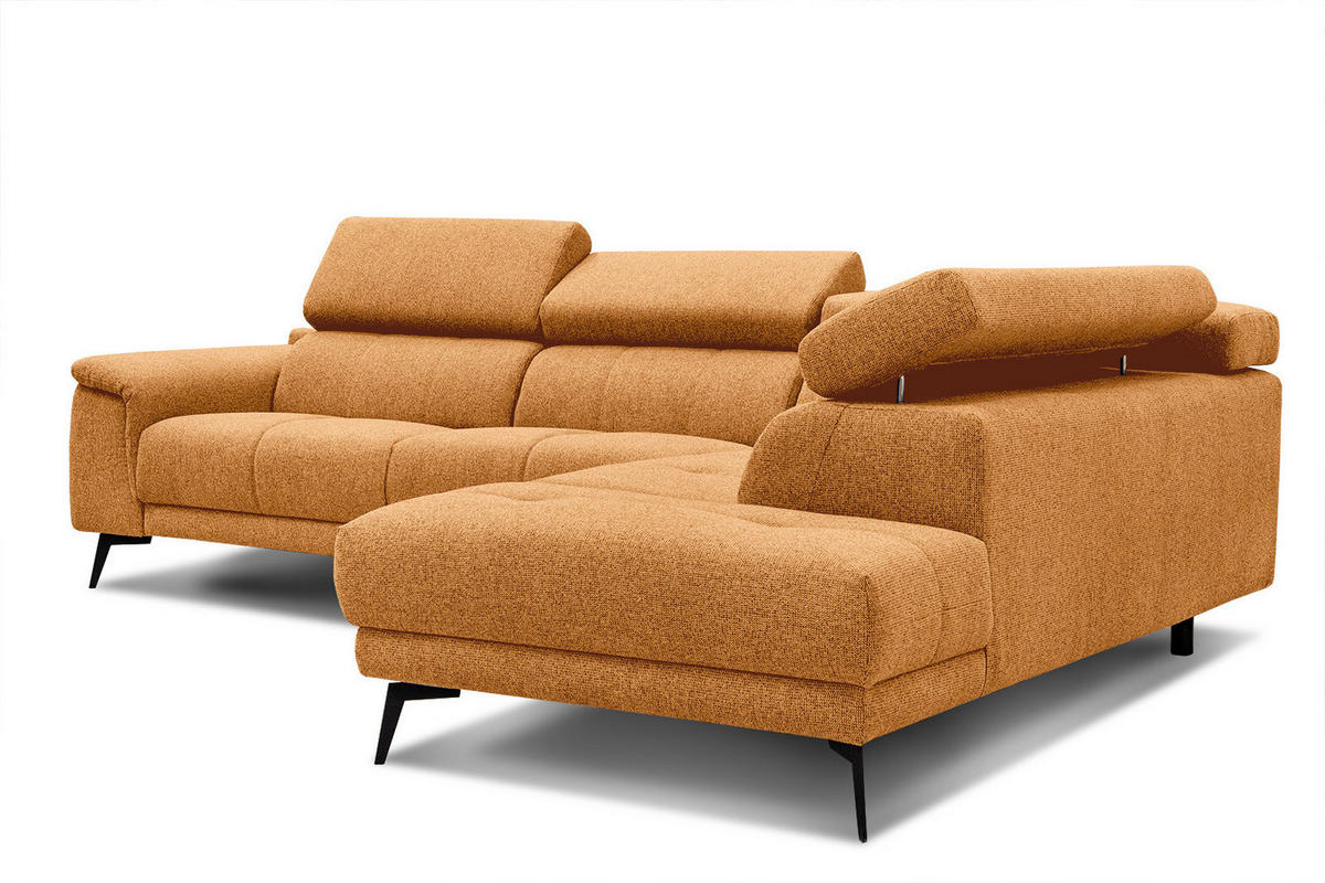 ECKSOFA FIERO 5-Sitzer, orange - Schwarz/Orange, Holzwerkstoff/Textil (290/228cm) - Courtois Laville