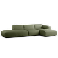ECKSOFA mit Chaiselongue - Dunkelgrün/Schwarz, Kunststoff/Textil (290/173cm) - home24