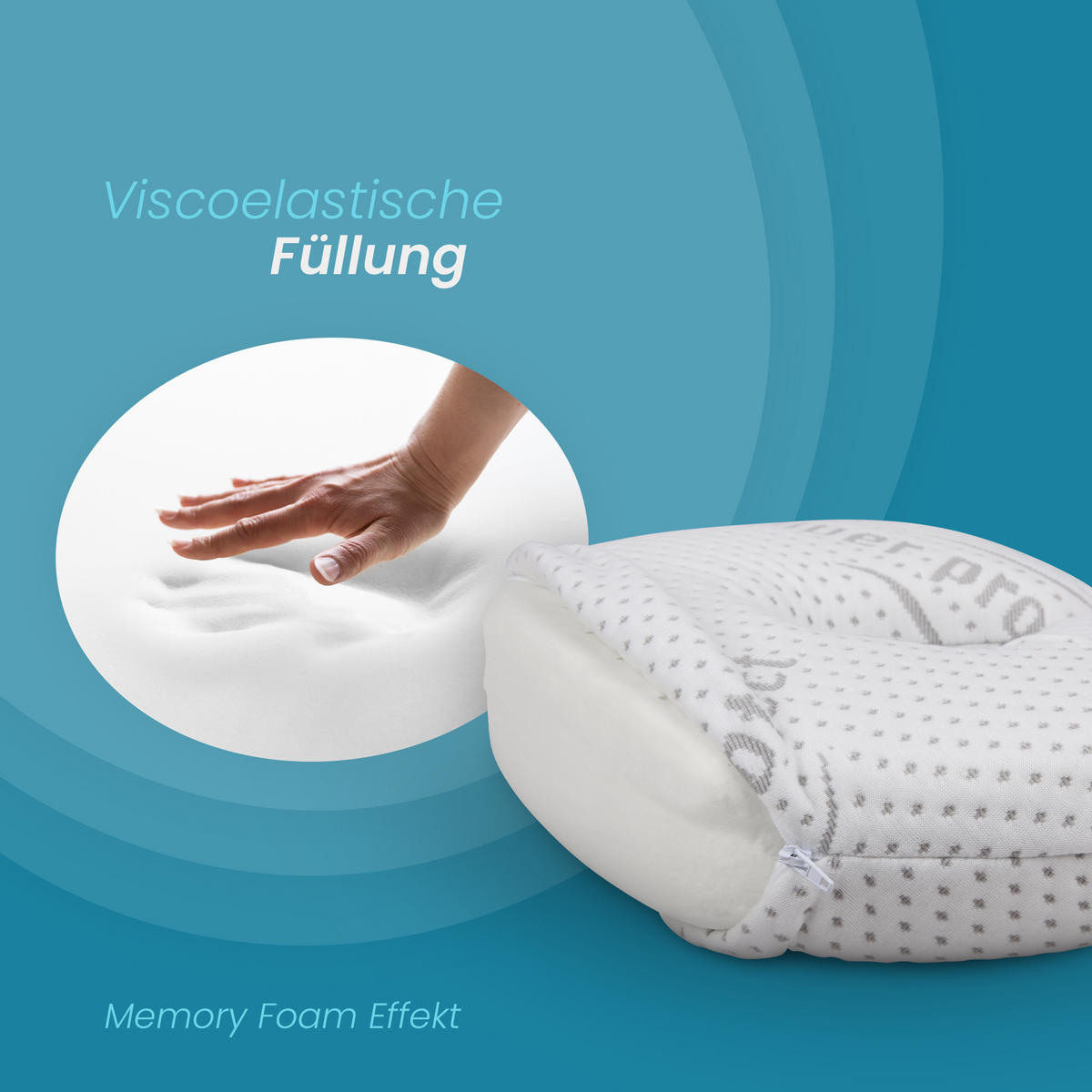 NACKENKISSEN Memory Foam ( Nackenhörnchen / 30cm x 35cm x Ø9cm ) Viscoelastische Kopfkissen - Silver Protect Bezug "antimikrobiell" abnehmbar Öko-Tex - Weiß, Textil (30/35cm) - Bestlivings