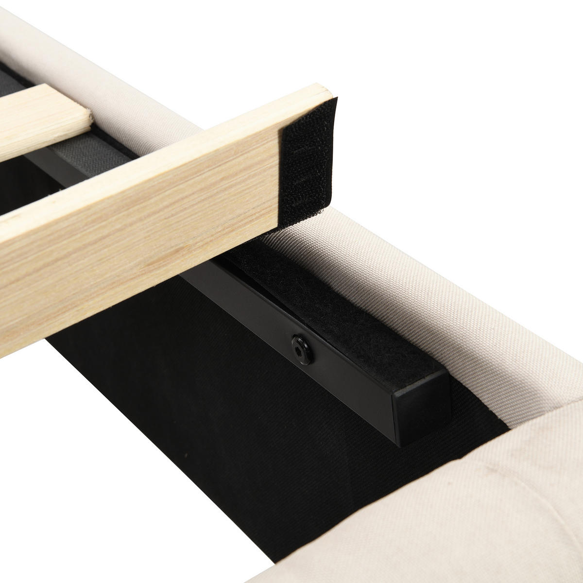 POLSTERBETT 140x190 Lattenrost Kopfteil Knopf Nieten Linen Beige - Beige, Naturmaterialien (140/190cm) - FLIEKS