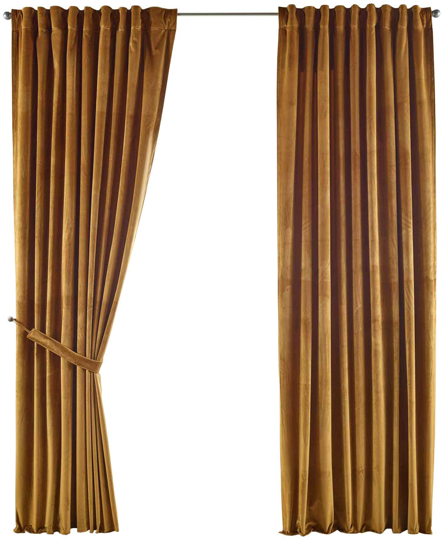 VORHANG 2ER SET MILANO HxB 280x135 cm Senf - Hellbraun, Textil (135/280cm) - Gardinenbox
