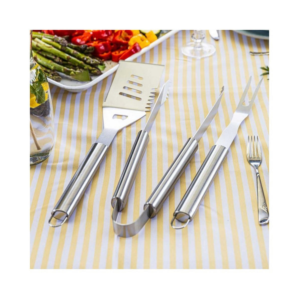 GRILLBESTECK Silber 44.5/9.2/2 cm KH1919 - Silberfarben, Metall (9.2/2/44.5cm) - Kinghoff 
