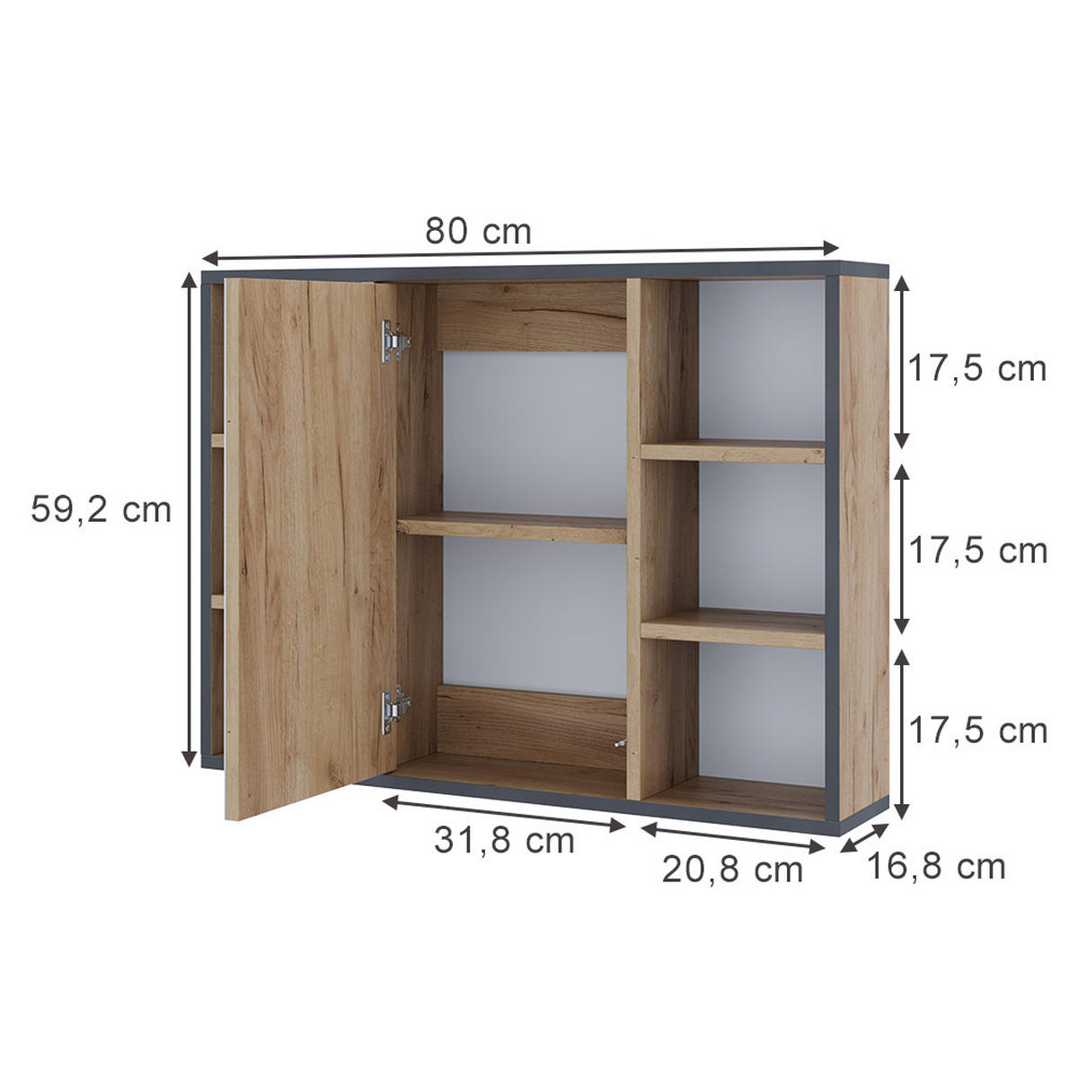 KOUPELNOVÁ ZRCADLOVÁ SKŘÍŇKA Stephan Zlatý mocný dub - medově dubová, kompozitní dřevo (80/59.2/16.8cm) - Vicco
